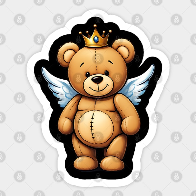 Cute Crowned Brown Angel Teddy Bear Sticker by UrbanLifeApparel